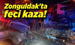 Zonguldak'ta feci kaza; 2 otomobil kafa kafaya çarpıştı, 1 yaralı