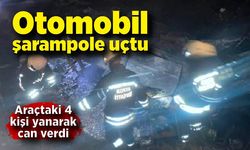 Şarampole uçan otomobil yandı: 4 ölü, 2 yaralı