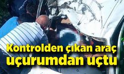 Kontrolden çıkan araç uçurumdan uçtu