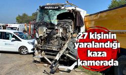 27 kişinin yaralandığı kaza kamerada