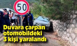 Duvara çarpan otomobildeki 3 kişi yaralandı