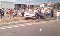 Otomobilin takla attığı kaza kamerada: 4 yaralı