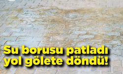 Mahallede su borusu patladı yol gölete döndü