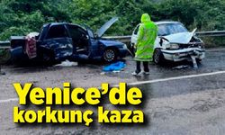 Yenice'de korkunç kaza! İki otomobilin çarpıştığı kazada 3 kişi yaralandı