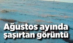 Ağustos ayında şaşırtan görüntü; Dolu yağışı bölgeyi beyaza bürüdü