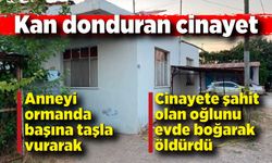 Sevgilisini ormanda başına taşla vurarak, cinayete şahit olan oğlunu evde boğarak öldürdü