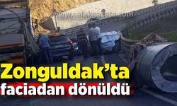 Ereğli yolunda kaza! Çelik rulolar yola saçıldı