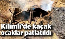 Kilimli'de 4 ruhsatsız maden ocağı patlatıldı