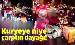 Karısına motosiklet çarpan, çocuğu ölümden dönen adam sinirlerine hakim olamadı