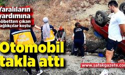 Otomobil takla attı: Yaralıların yardımına nöbetten çıkan sağlıkçılar koştu