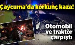 Çaycuma'da korkunç kaza! Otomobil ve traktör çarpıştı