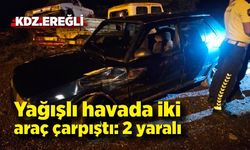 Zonguldak’ta yağışlı havada iki araç çarpıştı: 2 yaralı