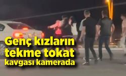 Genç kızların tekme tokat kavgası kamerada