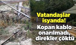 Vatandaşlar isyanda: Kopan kablo onarılmadı, direkler çöktü