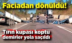 Faciadan dönüldü! Tırın kupası koptu demirler yola saçıldı