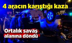 4 aracın karıştığı kazada ortalık savaş alanına döndü: 3 yaralı