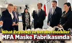 Nihat Zeybekçi ve beraberindekiler MFA Maske Fabrikasında