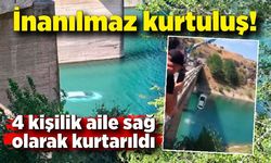 İnanılmaz kurtuluş! Otomobil baraj gölüne uçtu 4 kişilik aile sağ olarak kurtarıldı