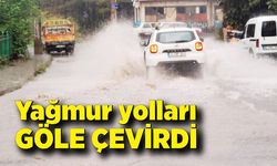 Yağmur yolları göle çevirdi