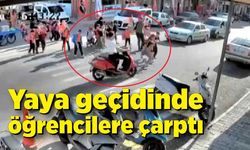 Okuldan çıkan çocuklara yaya geçidinde motosiklet çarptı