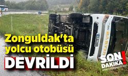 Zonguldak'ta yolcu otobüsü devrildi