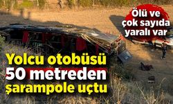 Yolcu otobüsü 50 metreden şarampole uçtu