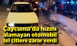 Çaycuma'da hızını alamayan otomobil tel çitleri parçaladı