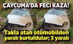 Takla atan otomobilden yaralı kurtuldular; 3 yaralı