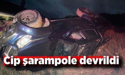 Kontrolden çıkan cip şarampole devrildi: 1 yaralı