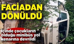 Devrilen minibüsteki 7 çocuk yaralandı