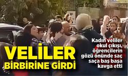 Veliler öğrencilerin önünde saç saça baş başa kavga etti