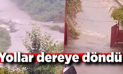 Yollar taştı vatandaşlar mahsur kaldı