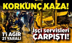 Korkunç kaza! İki servis minibüsü çarpıştı; 21 yaralı