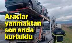 Hafif ticari araçlar yanmaktan son anda kurtuldu