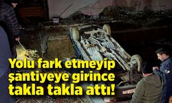 Yolu fark etmeyip şantiyeye girince takla takla attı: 1 yaralı