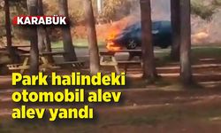 Park halindeki otomobil alev alev yandı