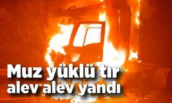 Muz yüklü tır alev alev yandı