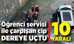 Öğrenci servisi ile çarpışan cip dereye uçtu: 10 yaralı