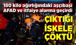 180 kilo ağırlığındaki aşçıbaşıyı düştüğü yerden çıkarmak için seferber oldular