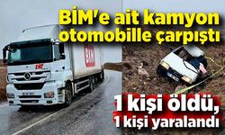 BİM'e ait kamyon ile çarpışan otomobildeki 1 kişi öldü, 1 kişi yaralandı