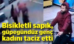 Bisikletli sapık, güpegündüz genç kadını taciz etti