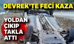 Devrek'te kaza! Takla atan araçtan yara almadan kurtuldu