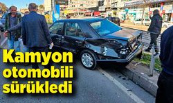 Zonguldak'ta korkutan kaza! Kamyon otomobili sürükledi