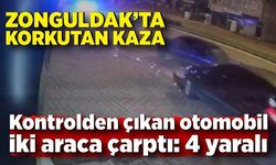 Zonguldak'ta kontrolden çıkan otomobil iki araca çarptı: 4 yaralı