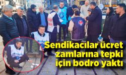 Sendikacılar ücret zamlarına tepki için bodro yaktı