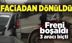 Faciadan dönüldü: Freni boşalan kamyon 3 aracı biçti