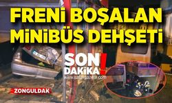 Zonguldak'ta freni boşalan minibüs dehşet saçtı