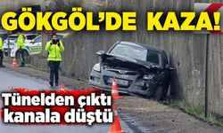 Gökgöl'de kaza! Tünelden çıktı, kanala düştü