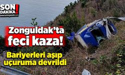 Zonguldak’ta feci kaza: Bariyerleri aşıp uçuruma devrildi