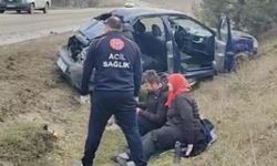 Yoldan çıkarak takla attı: 3 yaralı